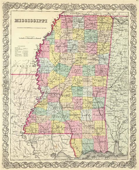 Us Confederate States 1862 Ms Map Pearl River Perry Pike Pontotoc
