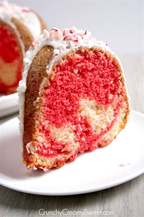 Great for when you have company coming over for the holidays. Peppermint Candy Cane Bundt Cake Recipe - Crunchy Creamy Sweet