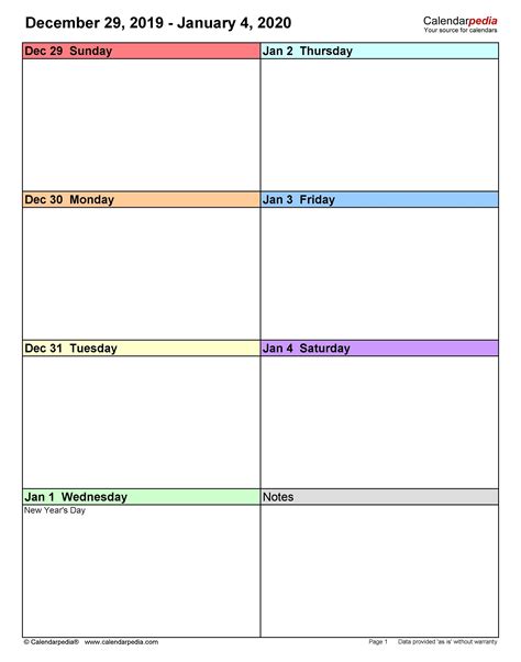 Create Your One Week Lined Schedule Calendar Template Weekly