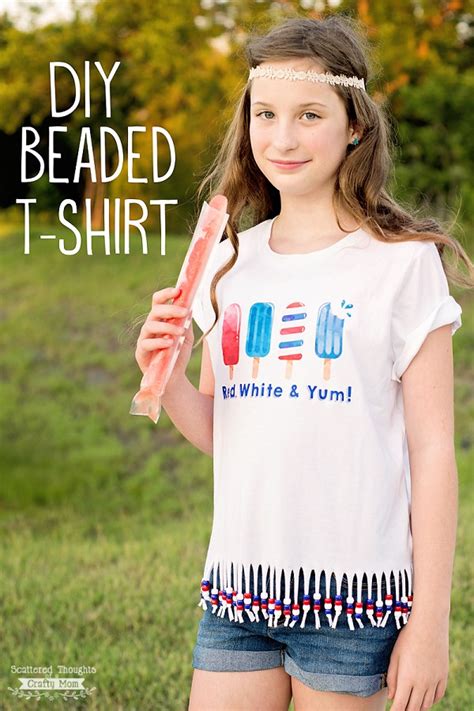 Tutorial Beaded Fringe T Shirt Plus A 4th Of July Printable Sewing
