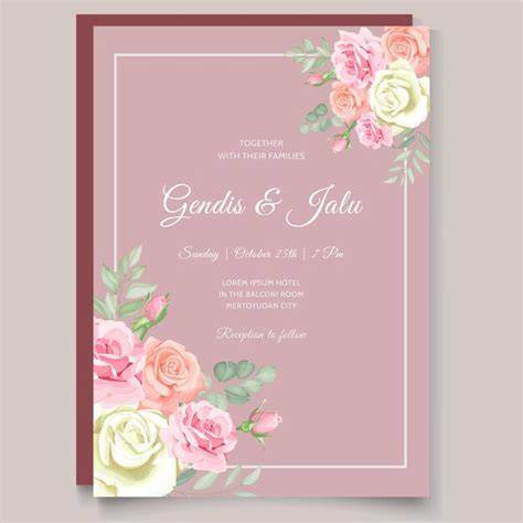 Premium Vector Floral Wedding Card Template