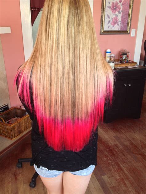 Atomic Pink Tips With Blonde Hair Blonde Hair With Pink Tips Pink
