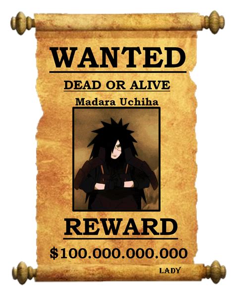 Madara Uchiha- Wanted Dead or Alive by TheDemonLady on deviantART png image