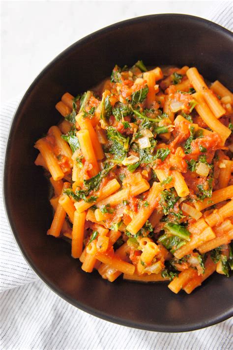 There should be no remaining water once it's done baking. Kale and Tomato Sauce Pasta - The Greedy Belly (17g of ...
