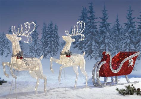 See more ideas about reindeer decorations, vintage christmas, reindeer. Reindeer Sleigh 400 LED Lights Indoor Outdoor Garden ...