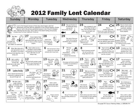 This lenten calendar provides daily inspiration and reflection for your journey. Family Lent Calendar - St. John Vianney Catholic Church