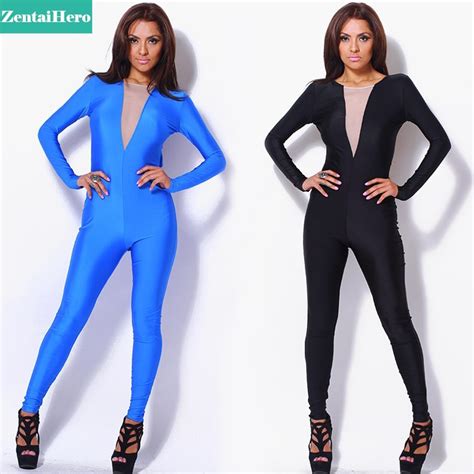 Buy Free Shipping Sexy Mesh Inset Catsuit Jumpsuit