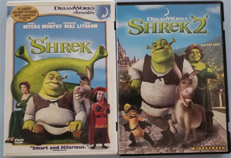 Shrek 1 And Shrek 2 Dvd Lot Dreamworks Animation Movie Cartoon 995