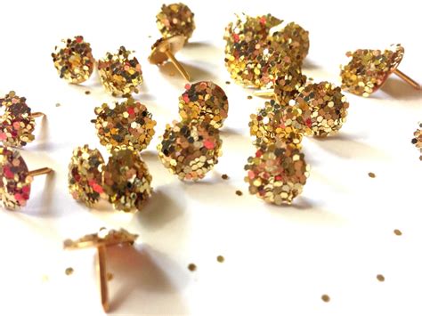 Gold Glitter Push Pins Cubicle Decor Pin Thumbtacks