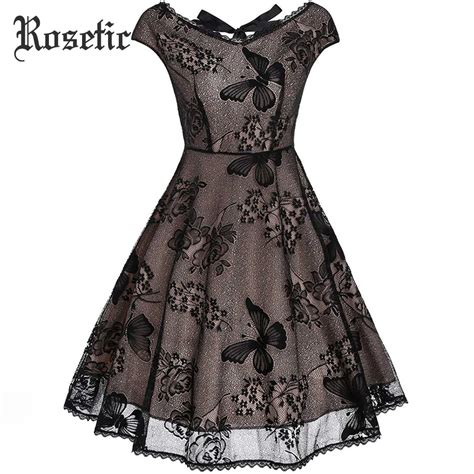 Rosetic Black Gothic Dress Vintage Lace Women Plus Size 4xl Butterfly