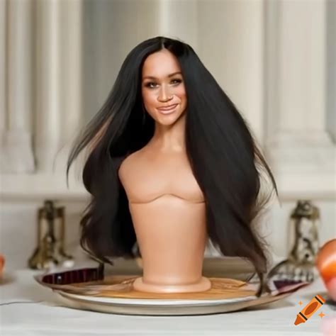 Long Haired Meghan Markle Styling Head On A Platter