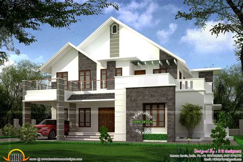 Square Feet Sloped Roof Villa Kerala Home Design Floor Jhmrad 11242