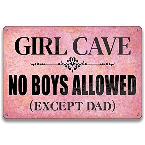Bellowdeer Funny Pink Home Wall Decor Vintage Girl Cave Metal Sign No