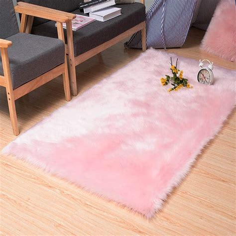 Ultra Soft Pink Fluffy Rug Indoor Furry Area Rug Rectangle Shaggy Rugs