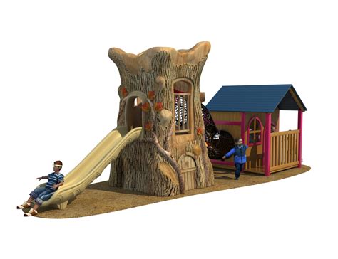 Newly Design Children Plastic Outdoor Tree House Slide Playground