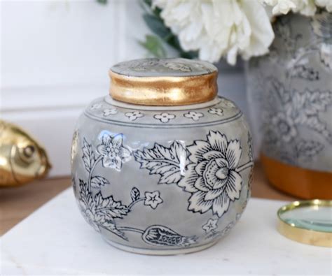Zgallerie gold ginger jar stylingginger jar from @zgallerie crystal ball decor pieces from @zgallerie gold tray from @pier1 crystal box from @homegoods. St Claude Grey & Gold Ginger Jar Small - Home Decor Online ...