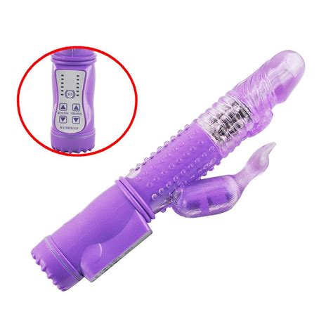 G Spot Sex Waterproof Toy Purple Rabbit Thrusting Dildo Vibrator Massager Multi Speed Quiet