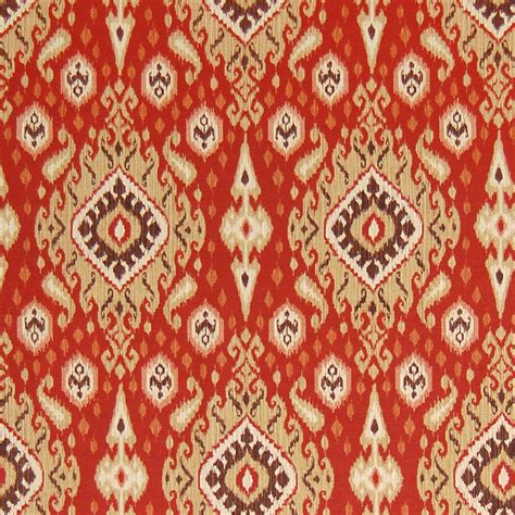 Brick Red Ikat Cotton Upholstery Fabric