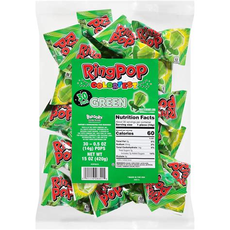 Ring Pop Individually Wrapped Green Watermelon 30 Count Bulk Lollipop