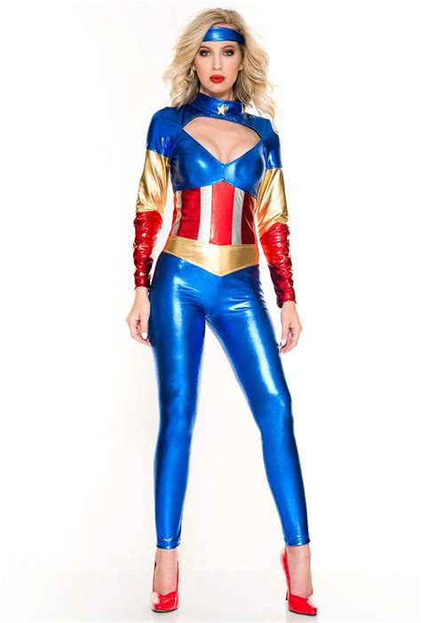 Sexy Womens Captain Marvel Jumpsuit Costume