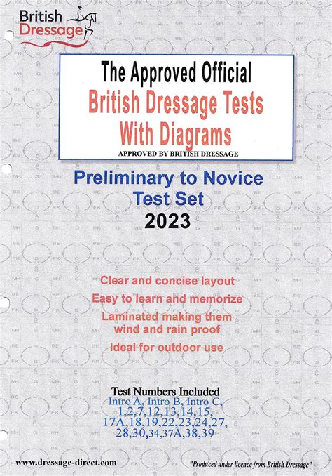 Official Laminated British Dressage Tests With Diagrams Preliminary To