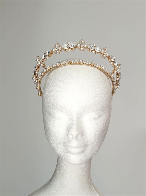 Kokoshnik Tiara Wedding Pearl Crown Bridal Tiara Double Crown Etsy