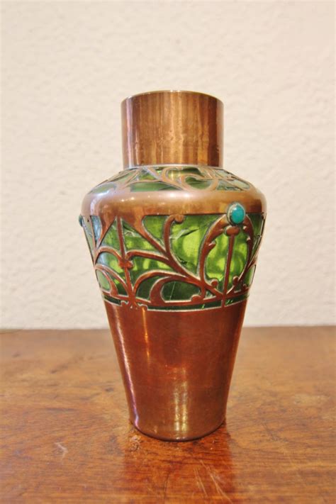 Arts And Craft Copper And Glass Vase 645491 Uk