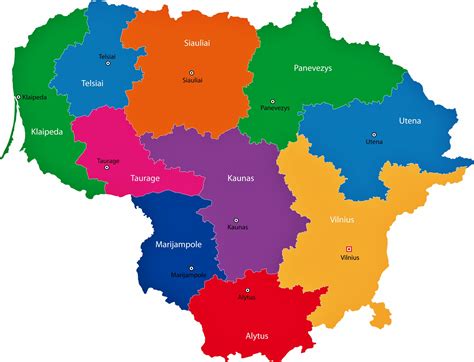 Lithuania Map of Regions and Provinces - OrangeSmile.com