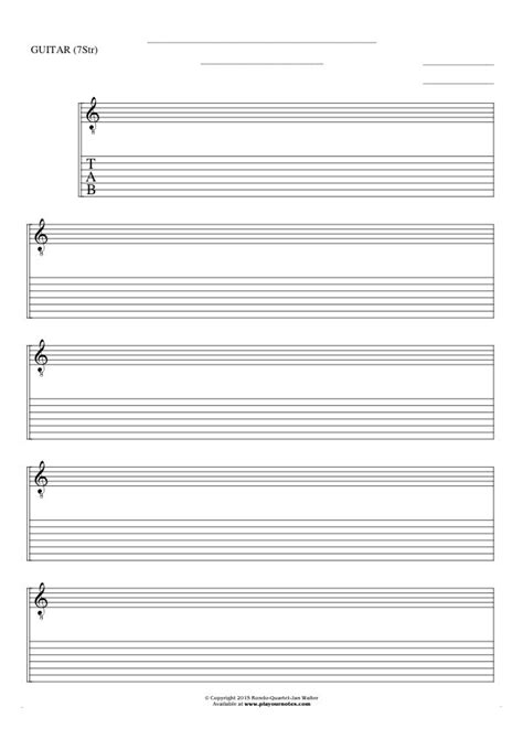Then you need some staff paper! Free Blank Sheet Music - Notes and tablature for guitar (7-str.) | PlayYourNotes