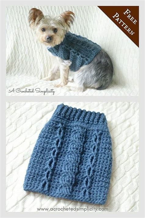 Free Charity Crochet Pattern Cabled Dog Sweater Crochet Dog Clothes