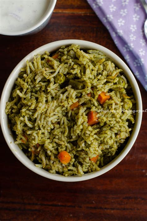 Instant Pot Spinach Rice Indian Style Palak Pulao Tomato Blues