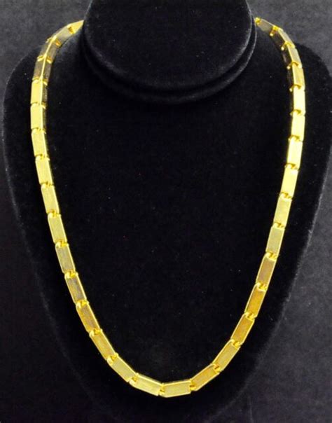 9999 24k Solid Yellow Gold Handmade Baht Box Chain Necklace 15000