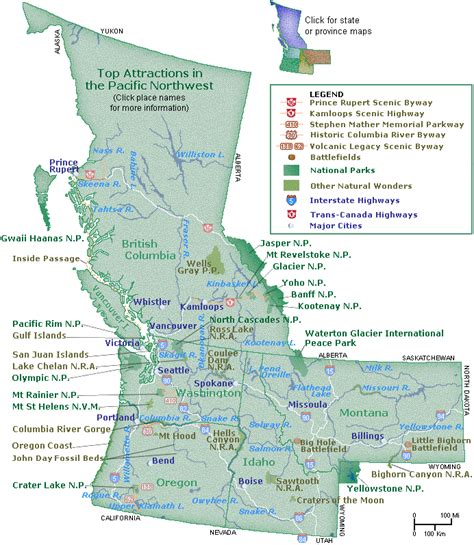 Map Of The Pacific Northwests Top Attractions Go Northwest A Travel