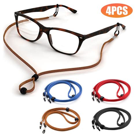4pcs eyeglass strap holders eeekit pu leather glasses straps 27 non slip eyewear retainers