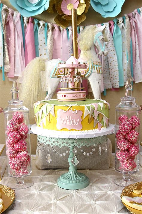 Jun 26, 2019 · pink or blue lemonade. A Pink & Gold Carousel 1st Birthday Party - Party Ideas ...