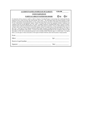 Fillable Online Accident Waiver And Release Of Liability Form Orange