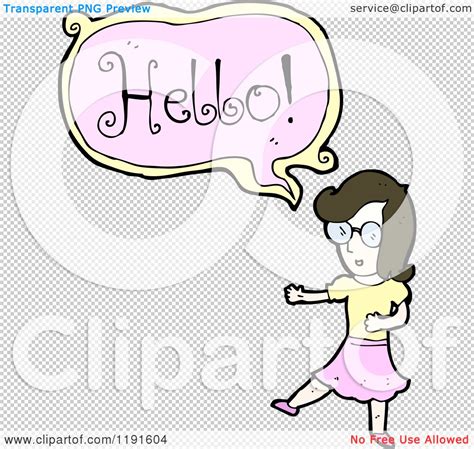 Cartoon Of A Girl Saying Hello Royalty Free Vector Illustration By