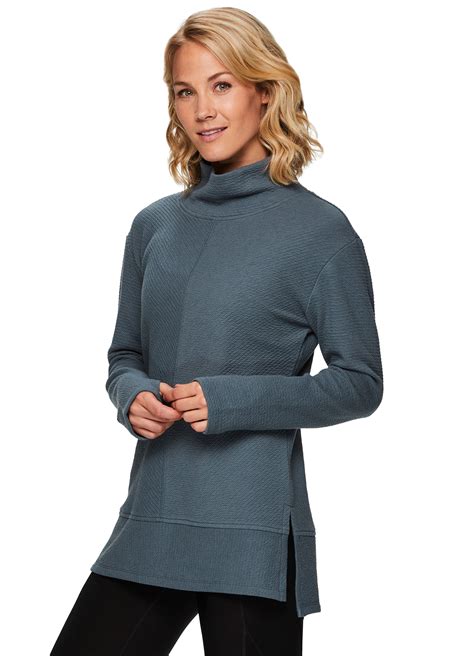 Rbx Active Womens Quilted Cowl Neck Pullover Tunic