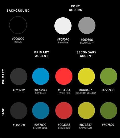 Color Palette For Black Backgrounds Color Design Theory Color Palette