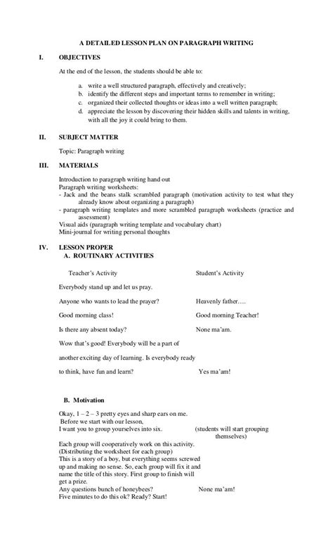 Detailed Lesson Plan In English Grade 9 Michelle