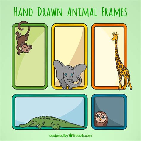 Frames With Sketches Wild Animals Vector Free Download