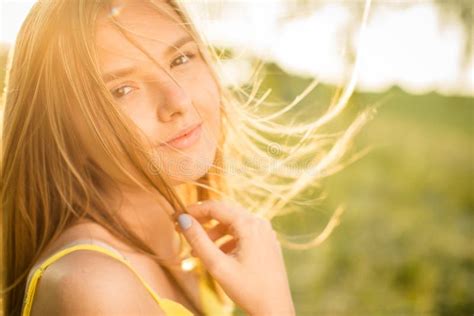 Portrait Of Young Woman On A Springsummer Sunny Day Stock Image
