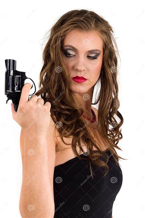 Woman Holding A Gun Stock Image Image Of Fashion Person 20839273