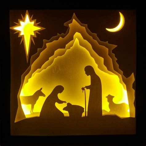 Nativity Christmas Shadow Box Svg. Paper Light Box Template. | Etsy