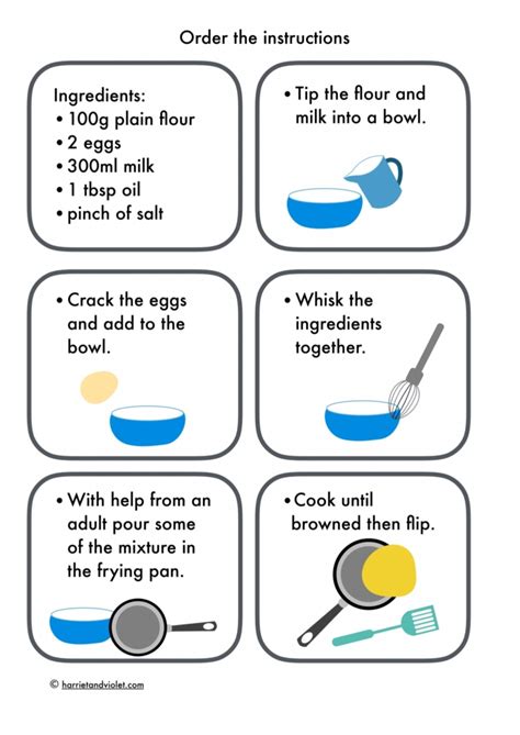 Pancake Recipe Easy To Follow Free Teaching Resources Print Play