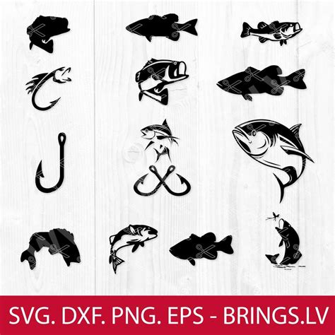 Craft Supplies And Tools Bass Fish Silhouette Clipart Vector Svg File For
