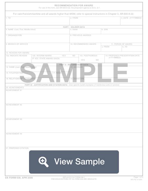 Fillable Da Form 638 Pdf And Word Samples Formswift