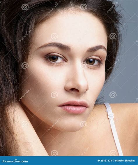 Portrait Of A Young Brunette Caucasian Woman Stock Image Image Of Mouth Body 25857323
