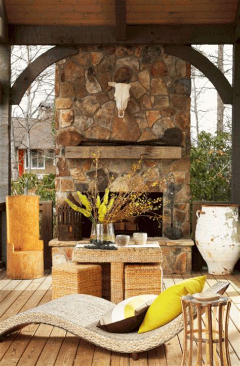 A fireplace isn't just for indoor coziness. Rustic Outdoor Stone Fireplace Ideas (Rustic Outdoor Stone ...