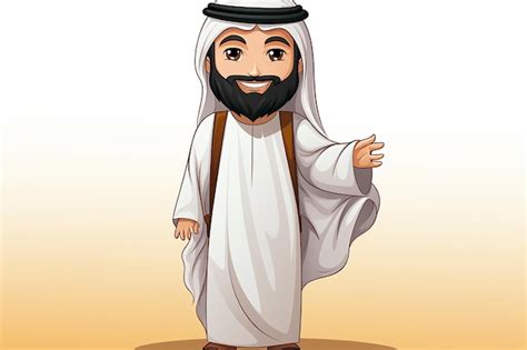Premium AI Image Vector Art Arab Man Cartoon Character